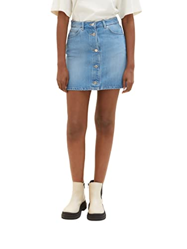TOM TAILOR Denim Damen Jeansrock mit Knopfleiste 1035918, 10151 - Light Stone Bright Blue Denim, XXL von TOM TAILOR Denim