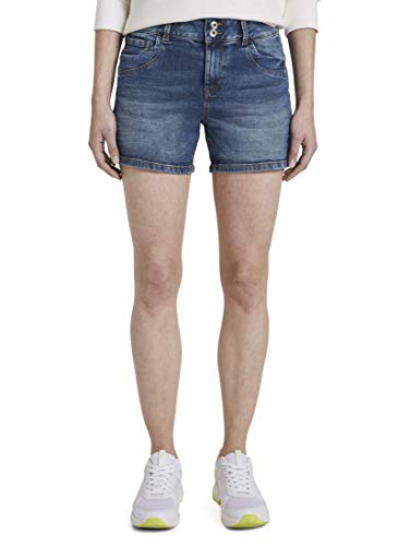 TOM TAILOR Denim Damen Jeansshorts Cajsa 1017307, 10119 - Used Mid Stone Blue Denim, XL von TOM TAILOR Denim