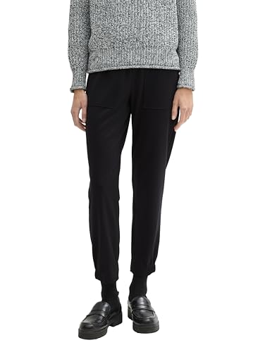 TOM TAILOR Denim Damen Jogger Jersey-Hose, 14482 - Deep Black, XXL von TOM TAILOR Denim