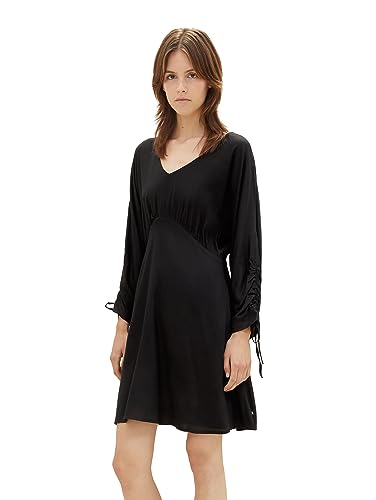 TOM TAILOR Denim Damen Kleid mit Raff-Detail , deep black, XS von TOM TAILOR Denim