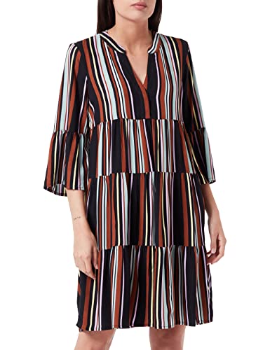 TOM TAILOR Denim Damen Kleid mit Volant 1033441, 30543 - Black Multicolor Stripe, S von TOM TAILOR Denim