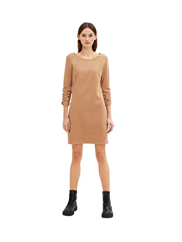 TOM TAILOR Denim Damen Kleid mit gerafftem 3/4 Arm 1034280, 30729 - Cinnamon Brown, S von TOM TAILOR Denim