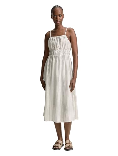 TOM TAILOR Denim Damen 1046650 Kleid, 37833-White Olive Vertical Stripe, XL von TOM TAILOR Denim
