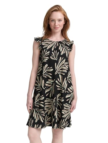 TOM TAILOR Denim Damen 1046709 Kleid, 37993-Abstract Black Beige Print, L von TOM TAILOR Denim