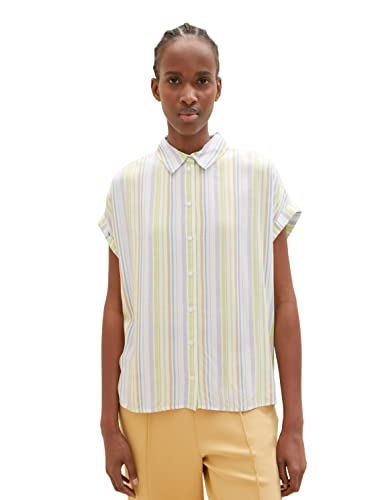TOM TAILOR Denim Damen Kurzarm-Bluse mit Streifen von TOM TAILOR Denim