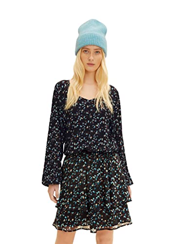 TOM TAILOR Denim Damen Langarmshirt mit Ballonärmeln 1034843, 30708 - Sparkling Dots Print, L von TOM TAILOR Denim