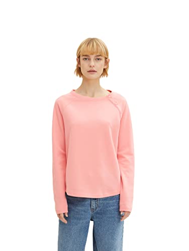 TOM TAILOR Denim Damen Langarmshirt mit Knopfleiste 1034254, 15121 - Peach Pink, L von TOM TAILOR Denim