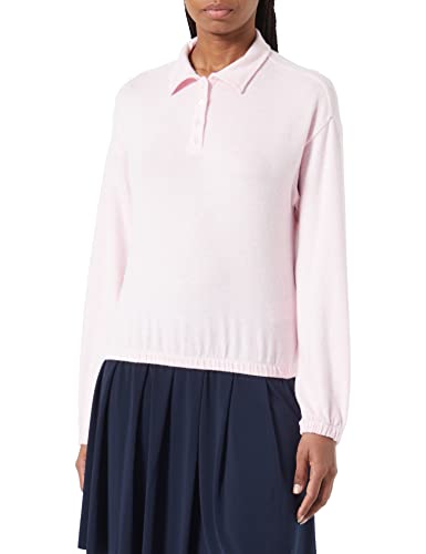 TOM TAILOR Denim Damen Langarmshirt mit Polokragen 1032843, 30374 - Soft Pink Melange, L von TOM TAILOR Denim