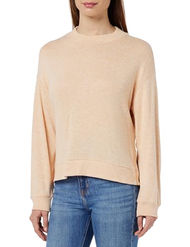 TOM TAILOR Denim Damen Langarmshirt mit Stehkragen, sunrise apricot melange, M von TOM TAILOR Denim