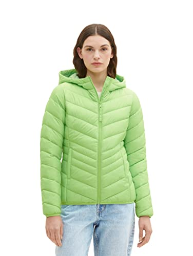 Tom Tailor Denim Damen Lightweight Steppjacke mit Kapuze, 12318 - Liquid Lime Green, L von TOM TAILOR Denim