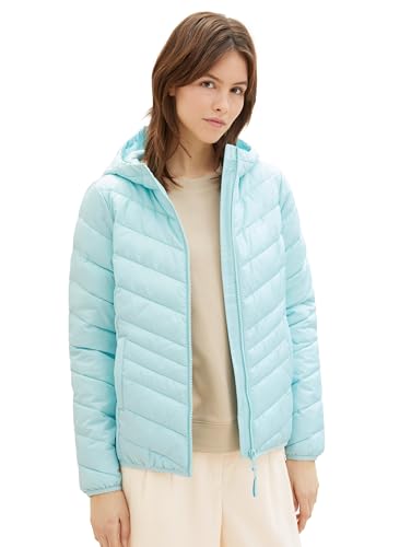 Tom Tailor Denim Damen Lightweight Steppjacke mit Kapuze, 13117 - Pastel Turquoise, XL von TOM TAILOR Denim