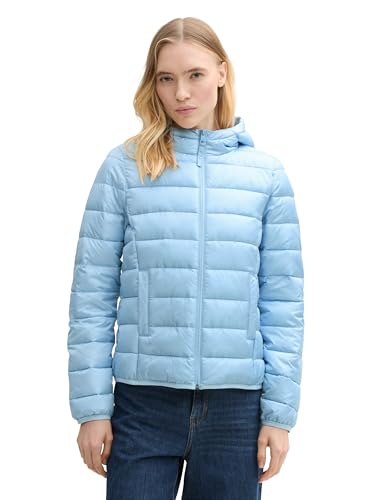 TOM TAILOR Denim Damen 1042098 Lightweight Steppmantel mit Kapuze, 35809-Dusty Sky Blue, M von TOM TAILOR Denim