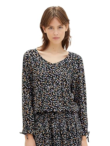 TOM TAILOR Denim Damen Langarmshirt mit Rüschen , multicolor flower print, XL von TOM TAILOR Denim