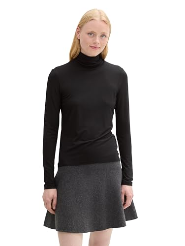 TOM TAILOR Denim Damen Longsleeve mit Rollkragen, 14482 - Deep Black, XL von TOM TAILOR Denim