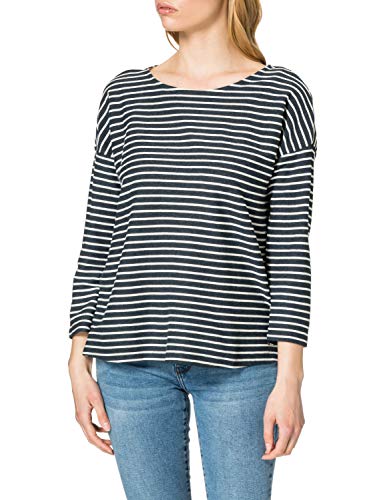 TOM TAILOR Denim Damen Longsleeve mit Streifen & Schleife 1023366, 26031 - Blue Melange White Stripe, M von TOM TAILOR Denim