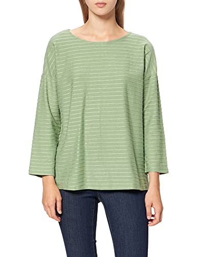 TOM TAILOR Denim Damen Longsleeve mit Streifen & Schleife 1023366, 28162 - Green Structure Stripe, L von TOM TAILOR Denim
