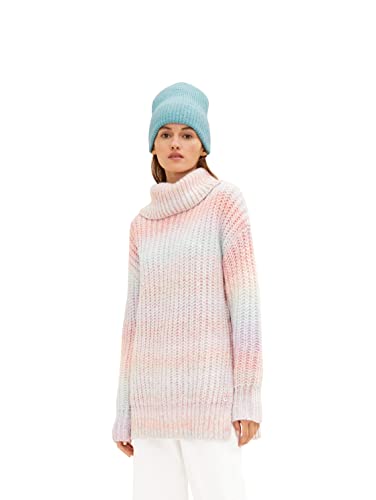 TOM TAILOR Denim Damen Longstyle Strickpullover mit Rollkragen 1034318, 30899 - Spacedye Colourflow, XXL von TOM TAILOR Denim