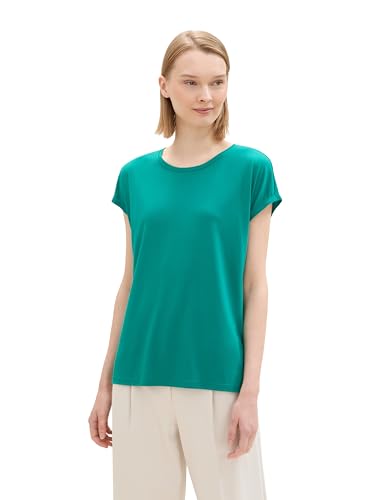 TOM TAILOR Denim Damen Loose Fit Basic T-Shirt aus Viskose, jade green, L von TOM TAILOR Denim