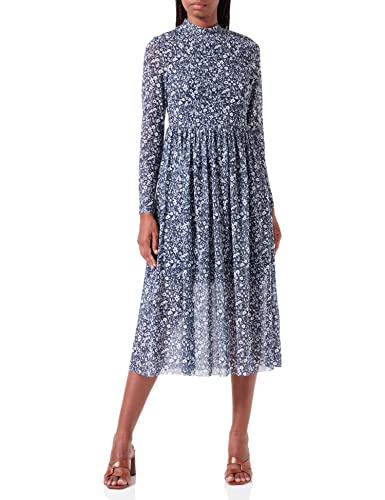 TOM TAILOR Denim Damen Mesh Kleid mit Alloverprint 1034753, 16355 - Blue Flower Print, XL von TOM TAILOR Denim