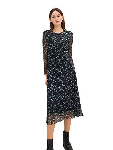 TOM TAILOR Denim Damen Meshkleid mit Muster 1034283, 30708 - Sparkling Dots Print, S von TOM TAILOR Denim