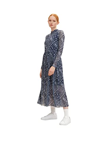 TOM TAILOR Denim Damen Midi-Kleid mit Blumenmuster 1024509, 30203 - Blue White Bandana Print, L von TOM TAILOR Denim