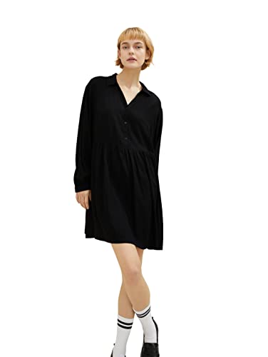 TOM TAILOR Denim Damen Mini Blusenkleid 1034285, 14482 - Deep Black, M von TOM TAILOR Denim