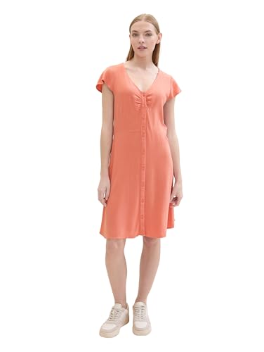 TOM TAILOR Denim Damen Mini Kleid mit Knopfleiste, burnt terracotta, XXL von TOM TAILOR Denim