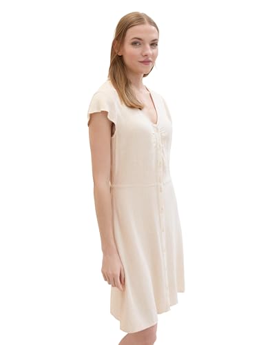 TOM TAILOR Denim Damen Mini Kleid mit Knopfleiste, creme beige melange, XXL von TOM TAILOR Denim