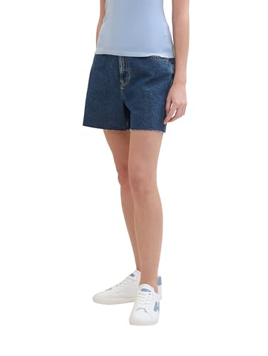 TOM TAILOR Denim Damen Mom High Waist Jeans Shorts , Used Dark Stone Blue Denim, XL von TOM TAILOR Denim