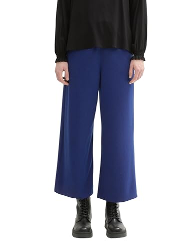TOM TAILOR Denim Damen Paperbag Culotte Hose mit Struktur,35936 - Blue Herringbone Structure, XXL von TOM TAILOR Denim