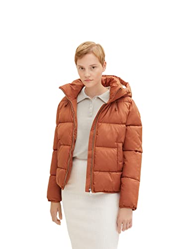 TOM TAILOR Denim Damen Puffer Jacke mit abnehmbarer Kapuze 1034636, 26680 - Amber Brown, XXL von TOM TAILOR Denim