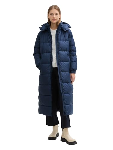 TOM TAILOR Denim Damen Puffer Wintermantel mit Abnehmbarer Kapuze, 10668 - Sky Captain Blue, M von TOM TAILOR Denim