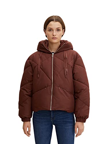 TOM TAILOR Denim Damen Pufferjacke mit Kapuze 1032686, 12991 - Bitter Chocolate, S von TOM TAILOR Denim