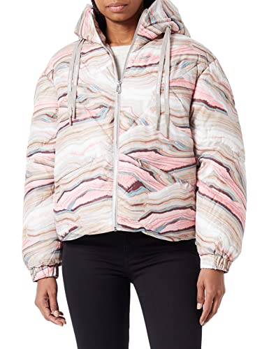 TOM TAILOR Denim Damen Pufferjacke mit Kapuze 1032686, 30243 - Multicolor Marble Print, L von TOM TAILOR Denim