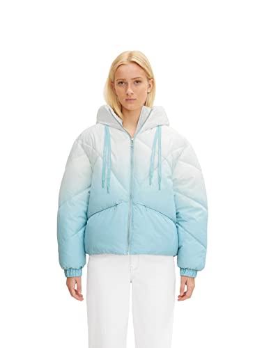 TOM TAILOR Denim Damen Pufferjacke mit Kapuze 1032686, 30270 - Bright Reef Colorflow, XS von TOM TAILOR Denim