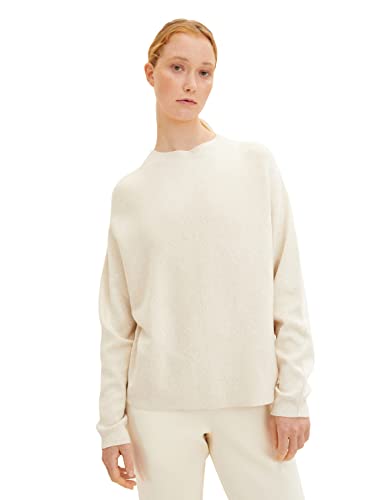 TOM TAILOR Denim Damen Pullover mit Struktur 1033305, 24421 - Creme Beige Melange, L von TOM TAILOR Denim