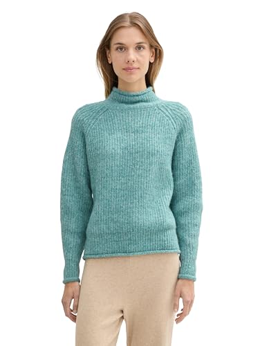 TOM TAILOR Denim Damen Relaxed Fit Strickpullover, 36126 - Pacific Teal Melange, L von TOM TAILOR Denim