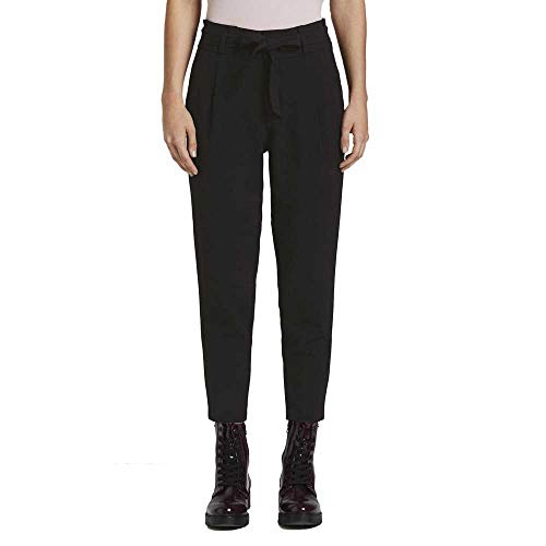 TOM TAILOR Denim Damen Schlichte Paperbag Hose 1016474, 14482 - Deep Black, M von TOM TAILOR Denim
