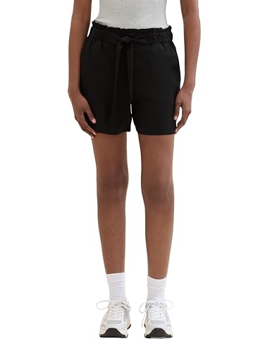 TOM TAILOR Denim Damen Shorts mit Bindegürtel , deep black, S von TOM TAILOR Denim