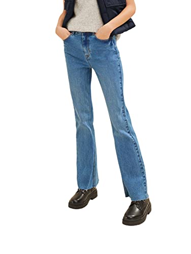TOM TAILOR Denim Damen Slim Fit Jeans mit Schlag 1034175, 10119 - Used Mid Stone Blue Denim, 28 von TOM TAILOR Denim