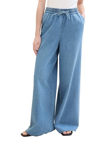 TOM TAILOR Denim Damen Soft flared Jeans, Used Light Stone Blue Denim, XXL von TOM TAILOR Denim