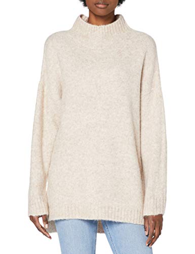 TOM TAILOR Denim Damen Stehkragen Pullover, 24540-Cozy Beige Melange, XS von TOM TAILOR Denim