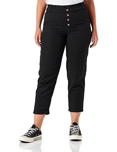 TOM TAILOR Denim Damen Stoffhose mit Knopfleiste 1031407, 14482 - Deep Black, M von TOM TAILOR Denim