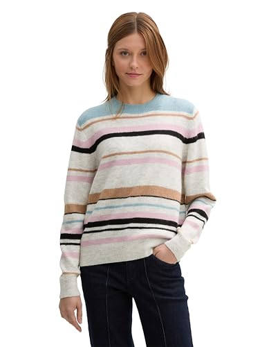 TOM TAILOR Denim Damen Strickpullover mit Buntem Streifen-Muster, 36539 - Irregular Multicolor Stripe, XL TOM TAILOR Denim Damen Strickpullover mit Buntem Streifen-Muster, 36539 - Irregular Multicolor Stripe, XL von TOM TAILOR Denim