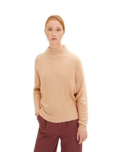 TOM TAILOR Denim Damen Strickpullover mit Fledermausärmeln 1034322, 30849 - Light Sand Beige Melange, M von TOM TAILOR Denim