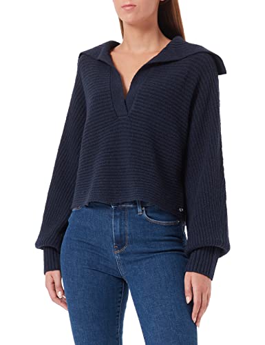 TOM TAILOR Denim Damen Strickpullover mit Kragen 1033052, 10668 - Sky Captain Blue, L von TOM TAILOR Denim