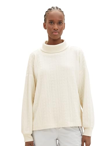 TOM TAILOR Denim Damen Strickpullover mit Rollkragen, soft neutral beige, S von TOM TAILOR Denim