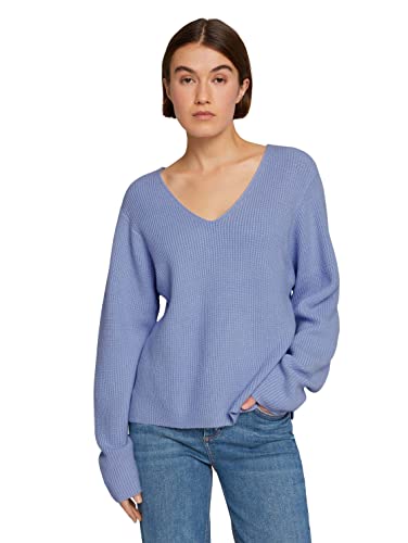 TOM TAILOR Denim Damen Strickpullover mit Struktur 1030001, 11486 - Brunnera Blue, S von TOM TAILOR Denim