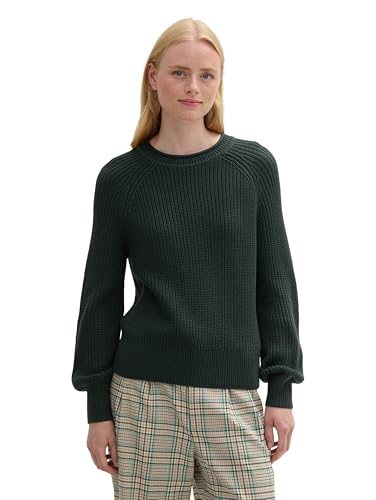 TOM TAILOR Denim Damen Strickpullover mit leichten Ballonärmeln, 10362 - Dark Gable Green, XXL von TOM TAILOR Denim