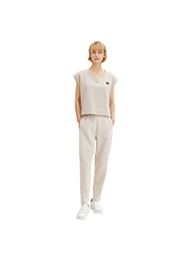 TOM TAILOR Denim Damen Sweatpants mit Ziernaht 1032745, 30224 - Cloud Grey Melange, XXL von TOM TAILOR Denim